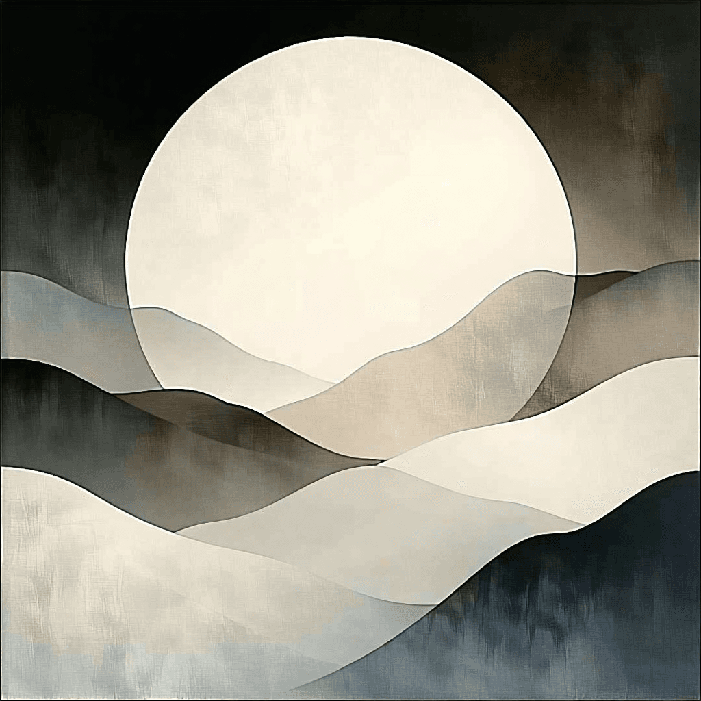 Craft a minimalist digital landscape art that exudes sophistication and elegance through its composition. The artwork should feature a central abstract or geometric shape that is symmetrical, drawing the viewer's eye as the single point of focus. Utilize a monochromatic palette of soft neutrals—white, beige, light gray—with smooth gradients to create a serene atmosphere. Incorporate metallic accents subtly to enhance the sophistication, along with mirror-like reflections and glass-like transparency to play with perception and depth. The background should be minimalist, leveraging negative space with a subtle linen texture overlay to add depth without overwhelming the central motif. Subtle geometric patterns, soft ambient lighting, and a few organic abstract forms should harmonize to create a balanced, layered depth effect. The overall aesthetic should be clean and modern, with soft glow effects and graduated opacity adding to the ambiance of lightness and elegance. Render this concept in professional art station quality with a 4K resolution, ensuring the image is sharp and the details are finely tuned.