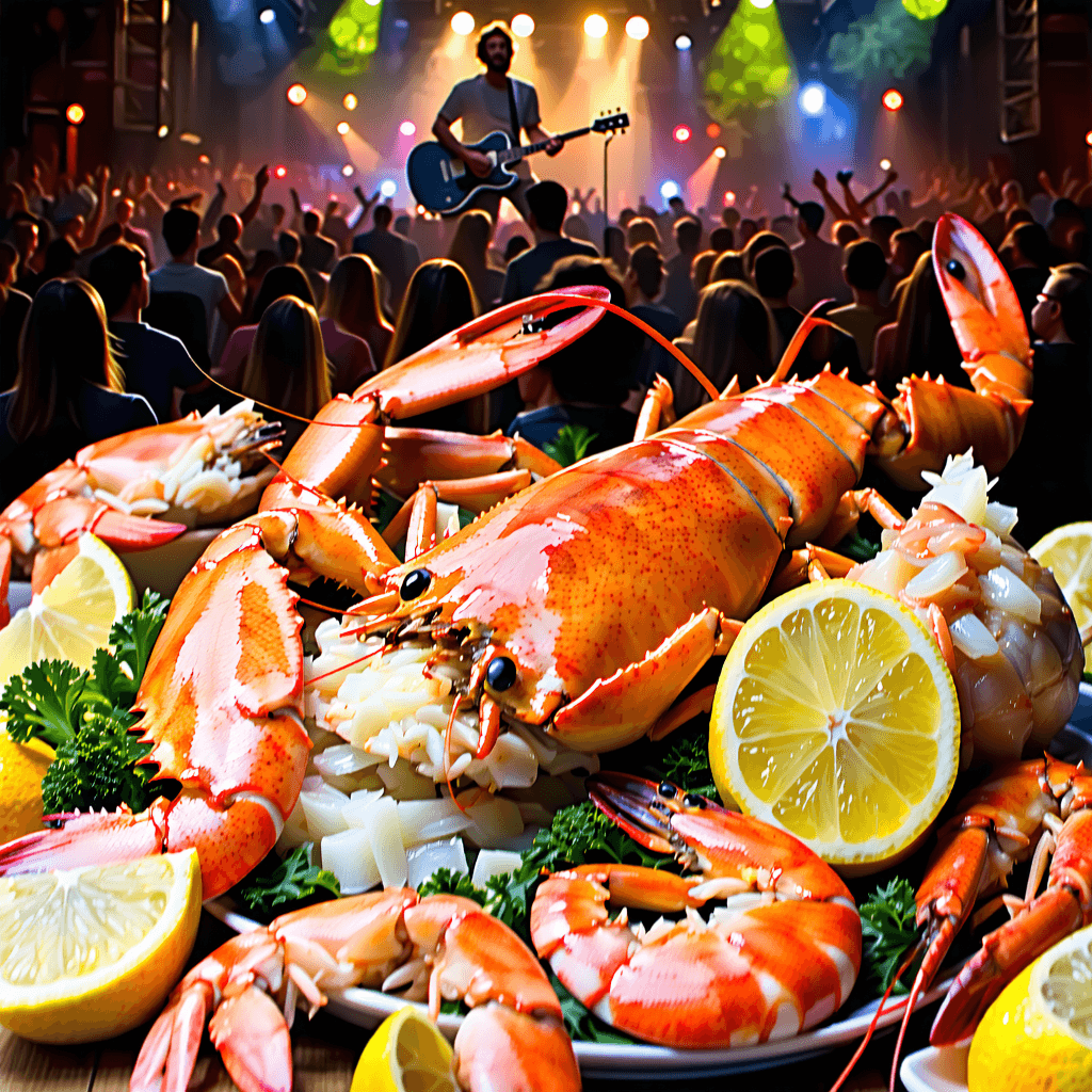 Craft a vibrant and inviting flyer for the State of Confusion's Low Country Boil event with live music happening in June. The focal point of the flyer should be a tantalizing close-up shot of the seafood spread, bursting with color and detail to immediately draw the eye. Surrounding this, capture the effervescent atmosphere of a crowd immersed in the joy of live music, possibly shown in soft focus to keep the emphasis on the food. Integrate a text box containing the event's details - date, time, and location - using a font that's easy to read yet captures the casual, festive vibe of a summer gathering. The flyer must include a 'Join Us!' button in a contrasting color to stand out and encourage action. Design should incorporate musical elements like guitar or saxophone illustrations to hint at the live music, and embrace a summer theme with subtle sun and beach graphics. Utilize a colorful palette with dynamic gradients to convey the energy of the event, ensuring visual hierarchy is maintained so vital information pops. Add social media icons for Facebook, Instagram, and Twitter in a manner that's noticeable but doesn't clutter. Aim for an asymmetrical layout for visual interest, ensuring the overall look is balanced, professional, yet exudes the casual, inviting atmosphere of a summer beach party.