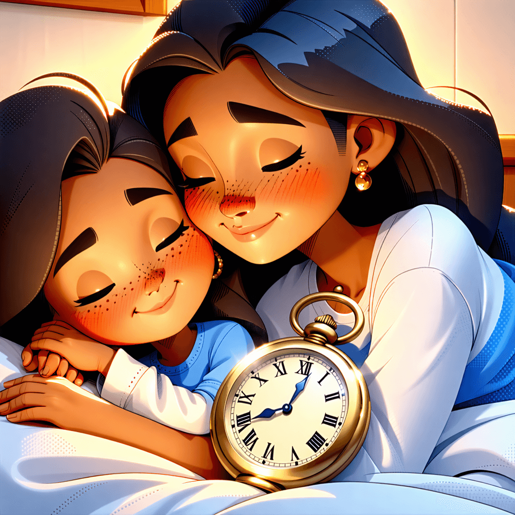 Create a captivating story illustration that weaves together the tender moments of Meera's life journey with her family. Begin with Meera and her mother sleeping peacefully in a cozy bedroom bathed in warm, soft lighting, their faces reflecting gentle, peaceful expressions. Transition to a scene where her father, illuminated by warm indoor light, gazes at a golden pocket watch with a thoughtful and proud expression, symbolizing the passage of time and cherished memories. Next, depict Meera accidentally dropping the watch, her face a mix of surprise and worry. Follow this with Meera weaving baskets from natural fibers, her expression focused and determined in a rustic indoor setting. Then, move to a vibrant, sunny city street where Meera stands selling her handmade baskets, surrounded by a colorful crowd. Finally, show her father watching her from a distance, his face proud yet tinged with unawareness of the earlier incident. Each scene should be a realistic digital painting, rich in narrative, expressive details, engaging compositions, and a color scheme that highlights the warmth and vibrancy of life's simple yet profound moments.