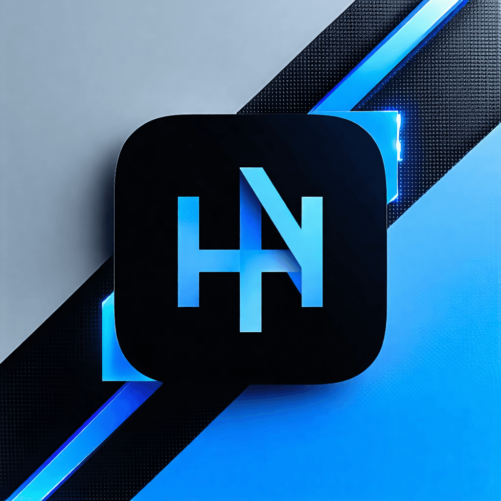 Craft an Instagram ad that showcases a new logo for a project named 'Hardware Management'. The logo must embody a techy and sleek design aesthetic, suitable for a resume WIX website. Utilize a color palette of cool blues and grays, integrating the brand identity seamlessly into the layout. The design should feature futuristic patterns, with a minimalist composition accented by dynamic diagonal lines. A subtle swipe up animation call-to-action should be included, suggesting motion and interactivity. This ad should be engaging, mobile-optimized, and visually compelling, perfectly capturing the project's cutting-edge essence.