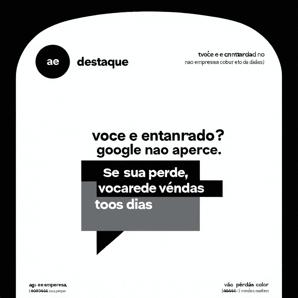 Professional and clean digital artwork representing Título (destaque): Você é encontrado no Google? Se sua empresa não aparece, você perde vendas todos os dias. The design follows a modern and minimalistic aesthetic with the color palette of AG Semper's branding (white, black, dark gray, and accent color: HEX: #464345 e #494544. The setting reflects the digital marketing industry, targeting entrepreneurs and business decision-makers. Composition should be elegant and visually appealing, with strong lighting contrast, clear focal points, and enough white space to allow for text overlay. Use realistic or semi-realistic style (depending on the theme), business-oriented mood, and subtle tech elements to reinforce innovation and strategy.