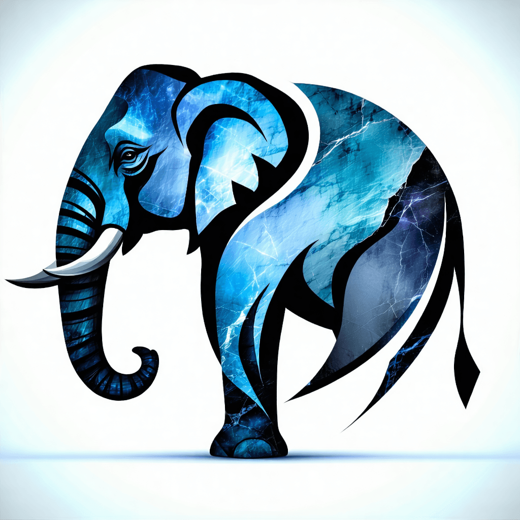 Imagine crafting a captivating 3D logo for the 'VENAD WARRIORS', a design that masterfully fuses the regal silhouette of a Kerala elephant with arcane sigils, underscoring their formidable strength and deep-rooted spirituality. Visualize a surreal, harmonious blend of authentic and abstract elements that seize the observer's attention and provoke curiosity.

Think of rendering the elephant's rugged skin with the organic patterns seen in marble veins, offering an unexpected nod to the raw beauty of the earth. Let the color scheme plunge into the enigmatic depths of celestial blues and mystical purples, inducing a sense of unfathomable mystery and profound depth.

Envision striking illumination casting dramatic spotlights upon the logo, with a radiant halo imparting an otherworldly vibe. Aspire for a composition that is asymmetrical in balance, guiding the observer's eyes in continuous motion, while the minutiae of intricate textures beckon for a closer examination.

Enfold subtle visual effects to emanate a luminescent aura around the logo, amplifying its surreal, dream-drenched ambience. Weave in concealed interactive elements that engage the onlooker. These elements should narrate an enigmatic tale of legendary roots and cultural amalgamation, fusing traditional artistic motifs with symbolic inclusions.

Finally, strive to create an image that resonates emotionally, stirring up poignant nostalgia while inviting the onlooker to step into a realm of awe-inspiring fantasy and profound wonder.