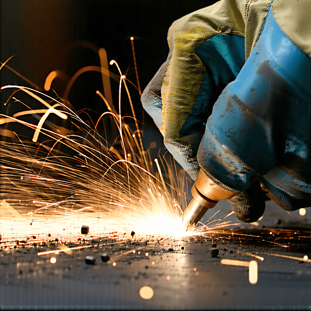 Craft a realistic visual tapestry that encapsulates the ultrasonic testing shear wave of a pipe weld. Make sure that it does not include sparks, or welding, but specifically an ultrasonic testing shear wave probe in a technician's hand.